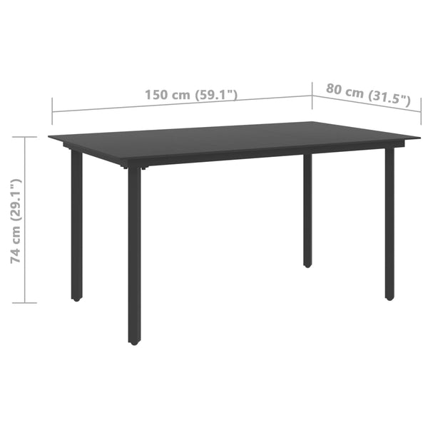 7-tlg. Garten-Essgruppe PVC Rattan Schwarz