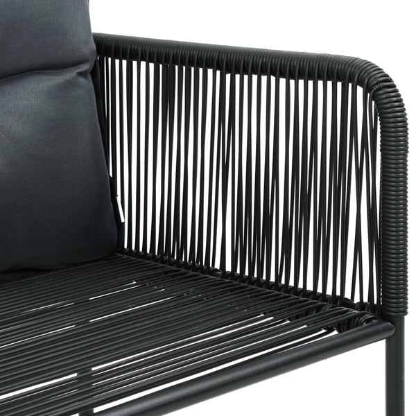 3-tlg. Garten-Essgruppe PVC Rattan Schwarz