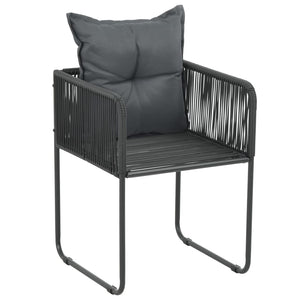 7-tlg. Garten-Essgruppe PVC Rattan Schwarz