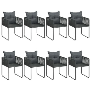 9-tlg. Garten-Essgruppe PVC Rattan Schwarz