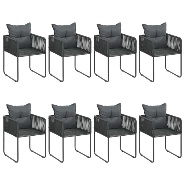 9-tlg. Garten-Essgruppe PVC Rattan Schwarz