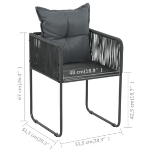 9-tlg. Garten-Essgruppe PVC Rattan Schwarz
