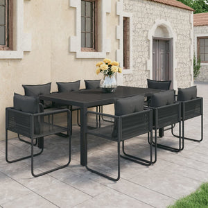 9-tlg. Garten-Essgruppe PVC Rattan Schwarz