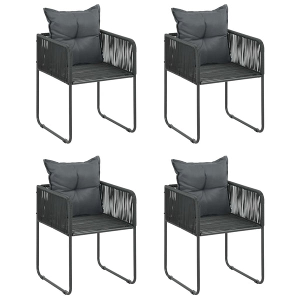 5-tlg. Garten-Essgruppe PVC Rattan Schwarz und Braun