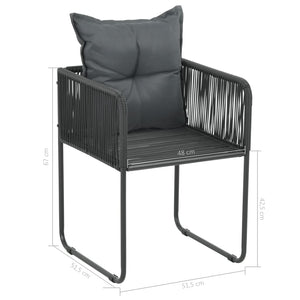 5-tlg. Garten-Essgruppe PVC Rattan Schwarz und Braun
