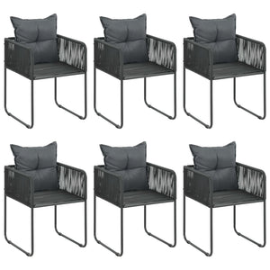 7-tlg. Garten-Essgruppe PVC Rattan Schwarz und Braun