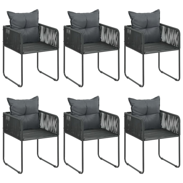 7-tlg. Garten-Essgruppe PVC Rattan Schwarz und Braun