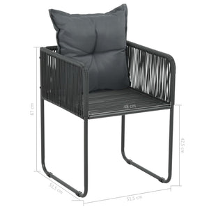7-tlg. Garten-Essgruppe PVC Rattan Schwarz und Braun