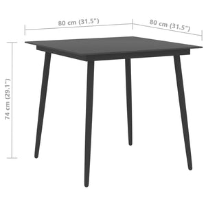 3-tlg. Garten-Essgruppe PVC Rattan Schwarz