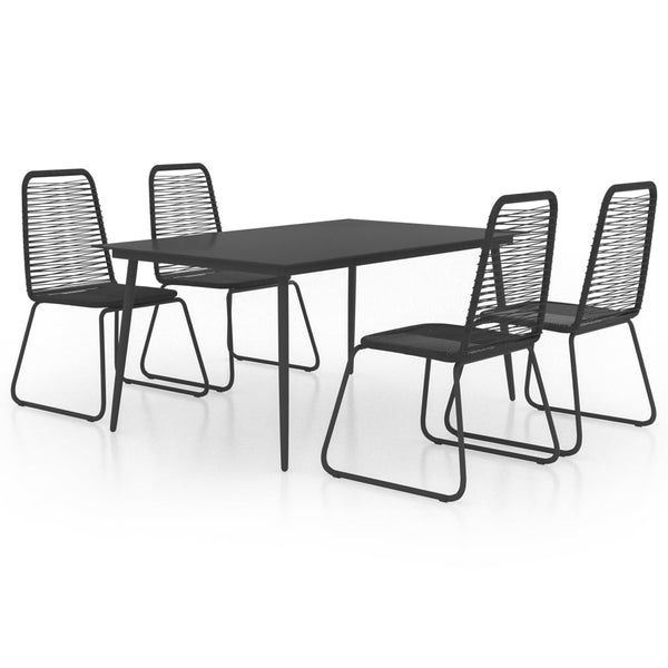 5-tlg. Garten-Essgruppe PVC Rattan Schwarz