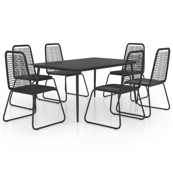 7-tlg. Garten-Essgruppe PVC Rattan Schwarz