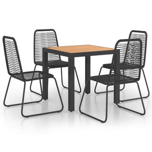 5-tlg. Garten-Essgruppe PVC Rattan Schwarz und Braun