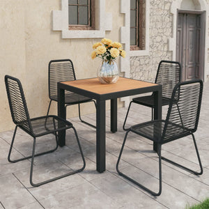 5-tlg. Garten-Essgruppe PVC Rattan Schwarz und Braun