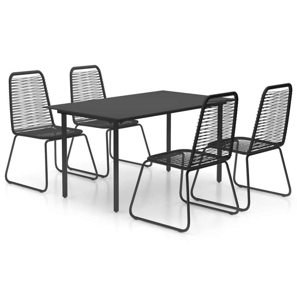 5-tlg. Garten-Essgruppe PVC Rattan Schwarz