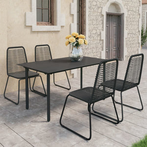5-tlg. Garten-Essgruppe PVC Rattan Schwarz