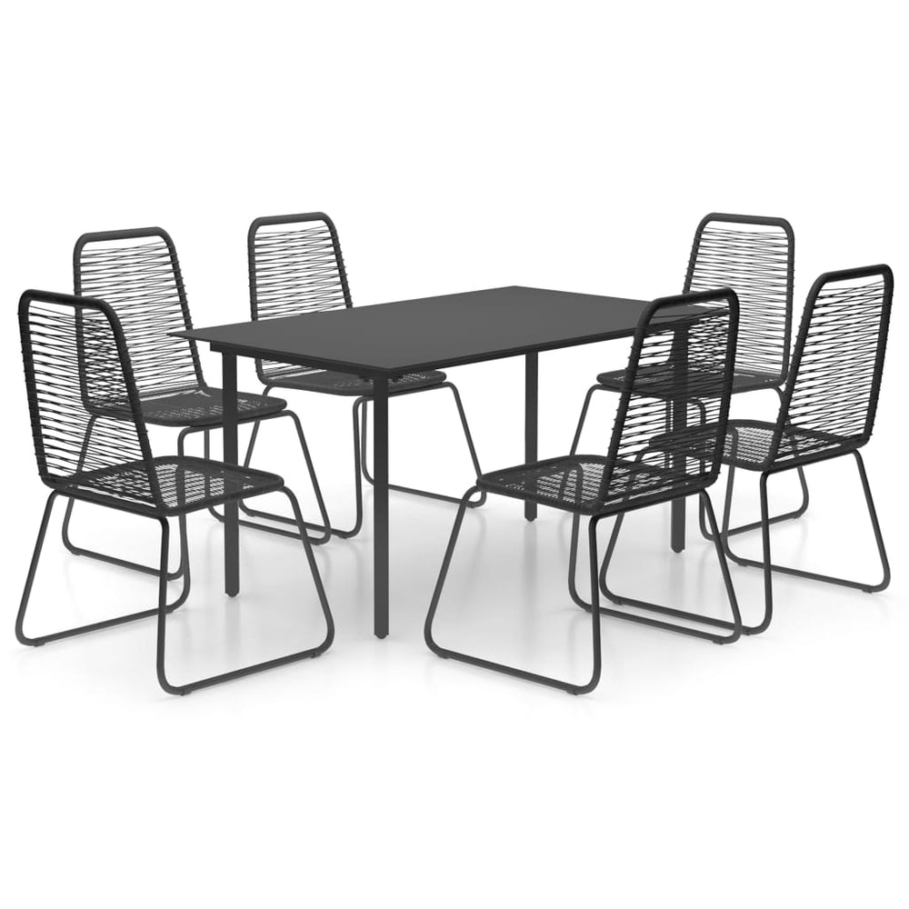 7-tlg. Garten-Essgruppe PVC Rattan Schwarz