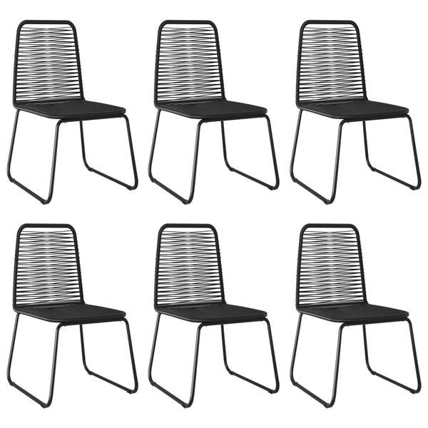 7-tlg. Garten-Essgruppe PVC Rattan Schwarz