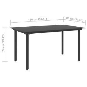 7-tlg. Garten-Essgruppe PVC Rattan Schwarz