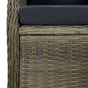 7-tlg. Garten-Essgruppe mit Auflagen Poly Rattan Braun