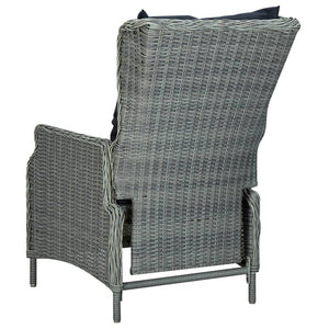 3-tlg. Garten-Lounge-Set mit Auflagen Poly Rattan Hellgrau