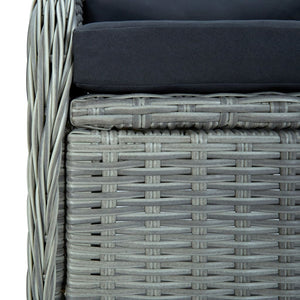 3-tlg. Garten-Lounge-Set mit Auflagen Poly Rattan Hellgrau