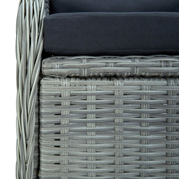 3-tlg. Garten-Lounge-Set mit Auflagen Poly Rattan Hellgrau