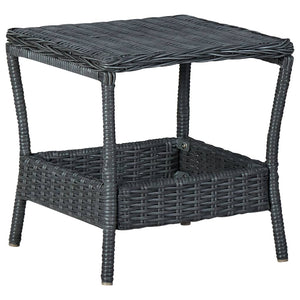 2-tlg. Garten-Lounge-Set mit Auflagen Poly Rattan Dunkelgrau
