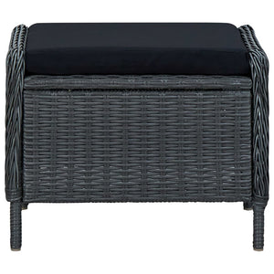 2-tlg. Garten-Lounge-Set mit Auflagen Poly Rattan Dunkelgrau