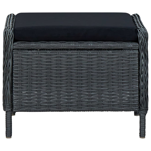 2-tlg. Garten-Lounge-Set mit Auflagen Poly Rattan Dunkelgrau
