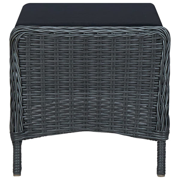 2-tlg. Garten-Lounge-Set mit Auflagen Poly Rattan Dunkelgrau