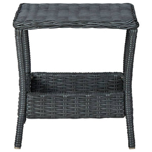2-tlg. Garten-Lounge-Set mit Auflagen Poly Rattan Dunkelgrau