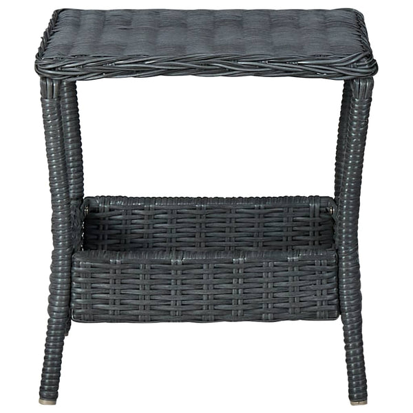 2-tlg. Garten-Lounge-Set mit Auflagen Poly Rattan Dunkelgrau