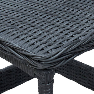 2-tlg. Garten-Lounge-Set mit Auflagen Poly Rattan Dunkelgrau