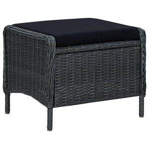 2-tlg. Garten-Lounge-Set mit Auflagen Poly Rattan Dunkelgrau