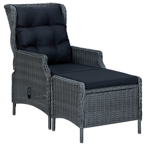 2-tlg. Garten-Lounge-Set mit Auflagen Poly Rattan Dunkelgrau