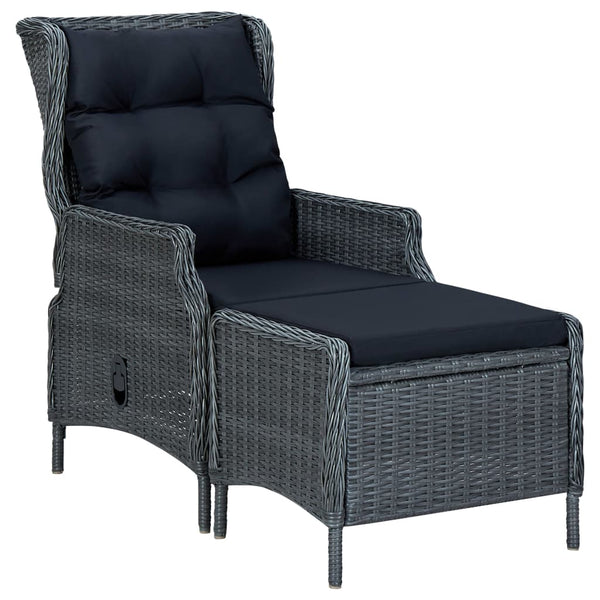 2-tlg. Garten-Lounge-Set mit Auflagen Poly Rattan Dunkelgrau