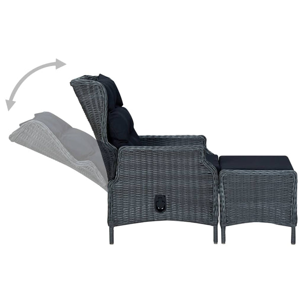 2-tlg. Garten-Lounge-Set mit Auflagen Poly Rattan Dunkelgrau