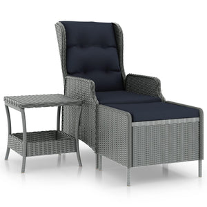 2-tlg. Garten-Lounge-Set mit Auflagen Poly Rattan Hellgrau