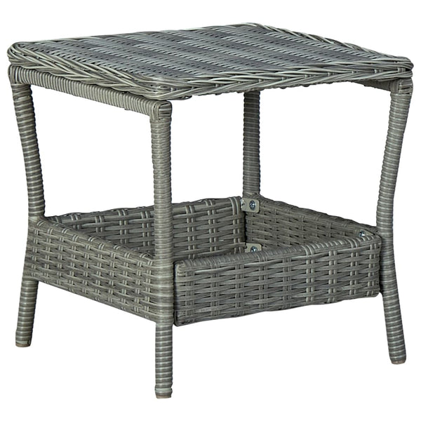 2-tlg. Garten-Lounge-Set mit Auflagen Poly Rattan Hellgrau