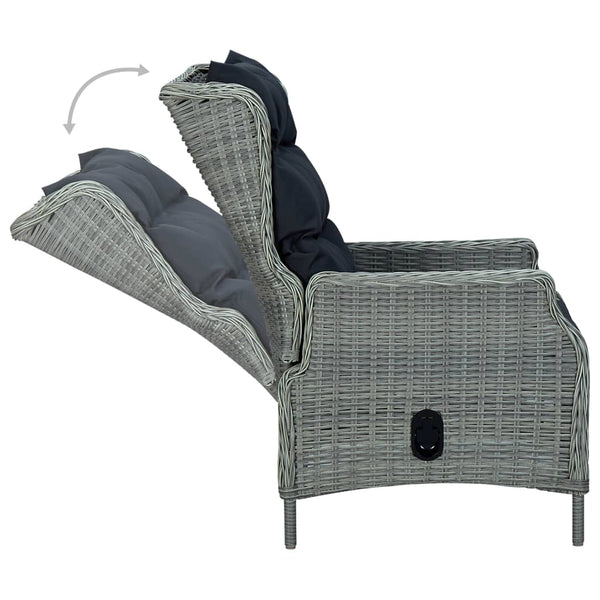 2-tlg. Garten-Lounge-Set mit Auflagen Poly Rattan Hellgrau