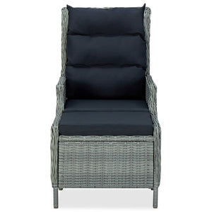 2-tlg. Garten-Lounge-Set mit Auflagen Poly Rattan Hellgrau