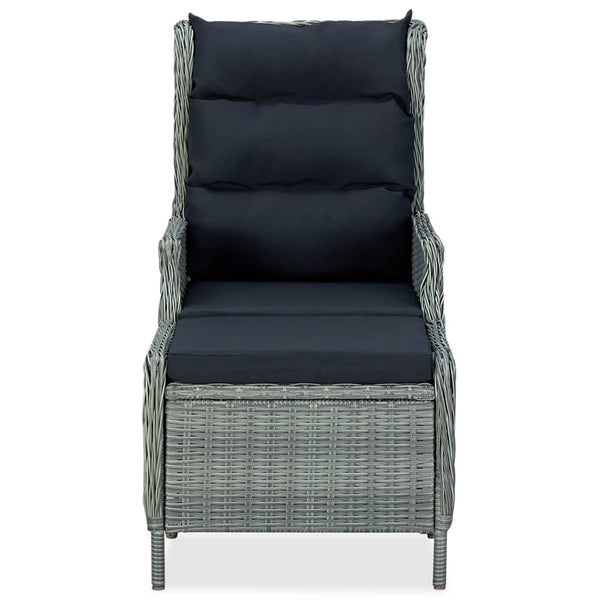 2-tlg. Garten-Lounge-Set mit Auflagen Poly Rattan Hellgrau