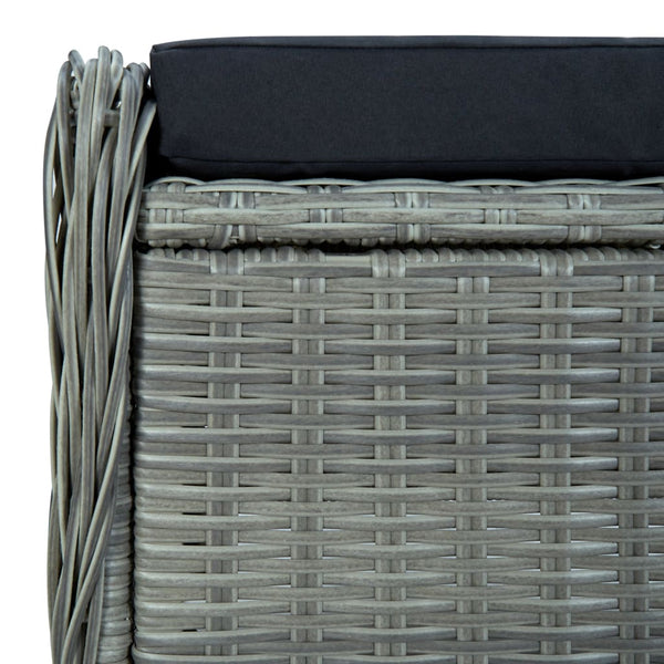 2-tlg. Garten-Lounge-Set mit Auflagen Poly Rattan Hellgrau