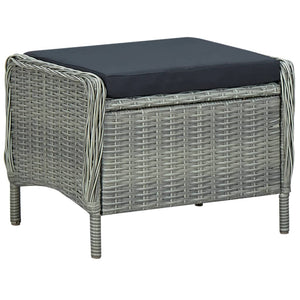 2-tlg. Garten-Lounge-Set mit Auflagen Poly Rattan Hellgrau
