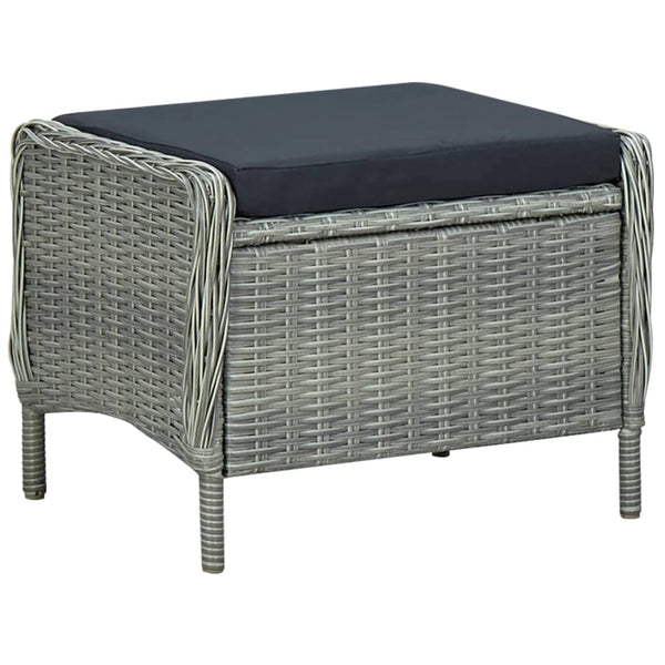 2-tlg. Garten-Lounge-Set mit Auflagen Poly Rattan Hellgrau
