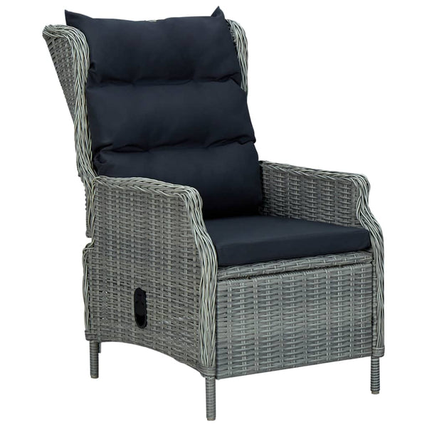 2-tlg. Garten-Lounge-Set mit Auflagen Poly Rattan Hellgrau