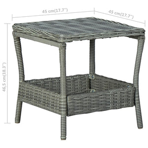 2-tlg. Garten-Lounge-Set mit Auflagen Poly Rattan Hellgrau