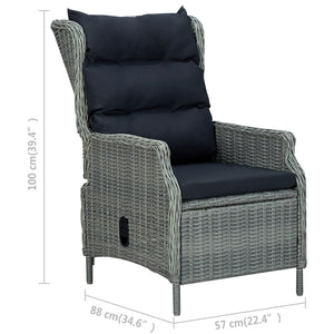 2-tlg. Garten-Lounge-Set mit Auflagen Poly Rattan Hellgrau