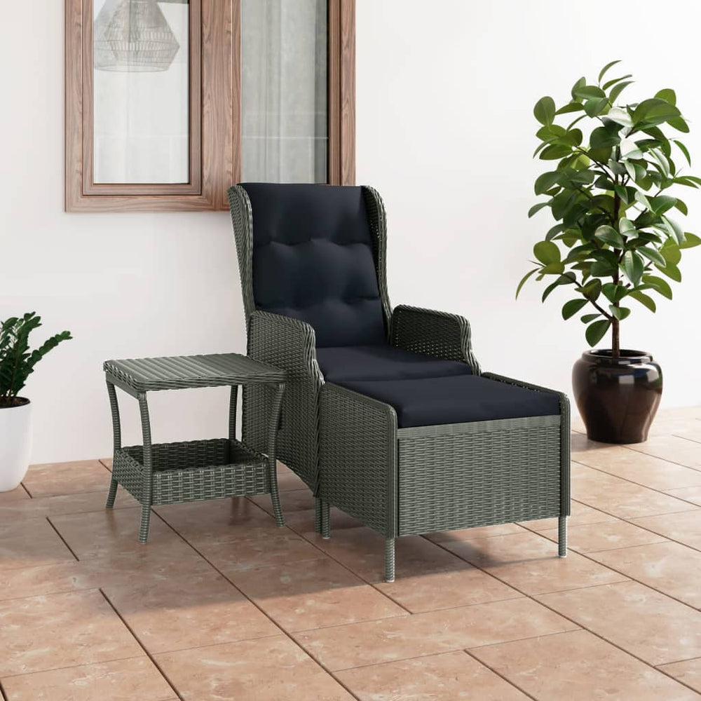 2-tlg. Garten-Lounge-Set mit Auflagen Poly Rattan Hellgrau