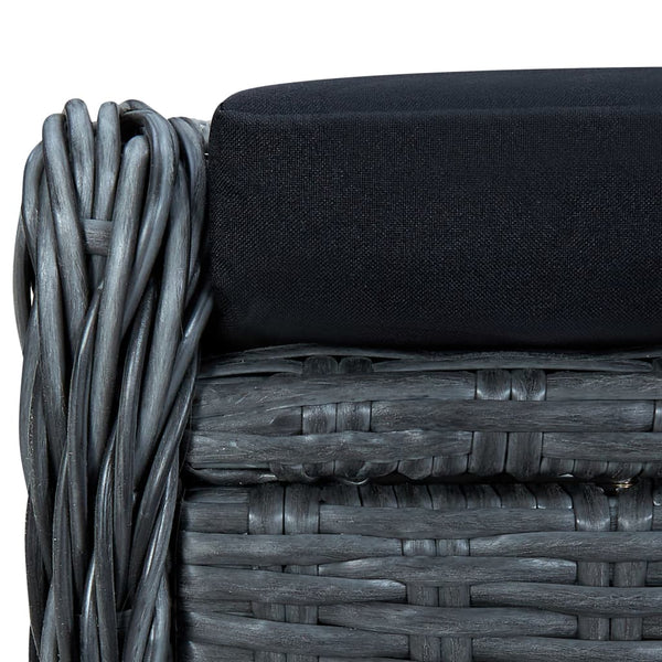 3-tlg. Garten-Lounge-Set mit Auflagen Poly Rattan Dunkelgrau
